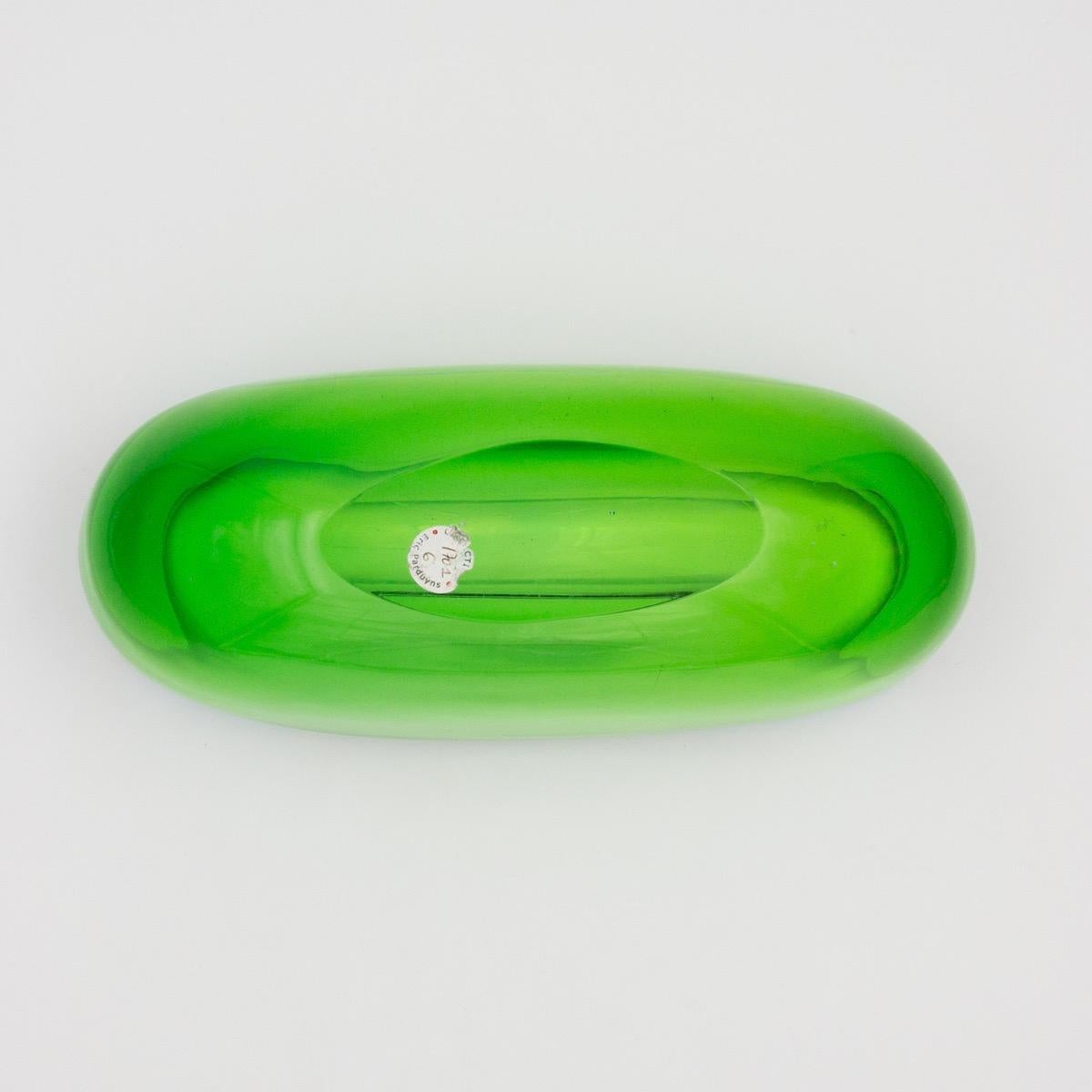 Mid-Century Modern Vintage Flavio Poli for Seguso Vetri d'Arte Large Green and Blue Glass Dish