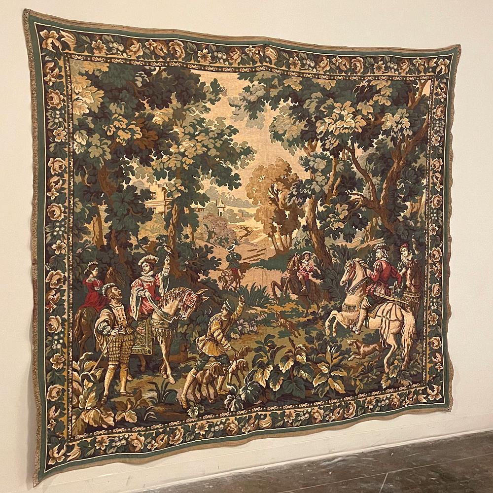 Vintage Flemish Wandteppich von Jagd-Szene (Belgisch)