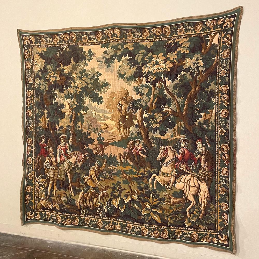 Vintage Flemish Wandteppich von Jagd-Szene (Maschinell gefertigt)