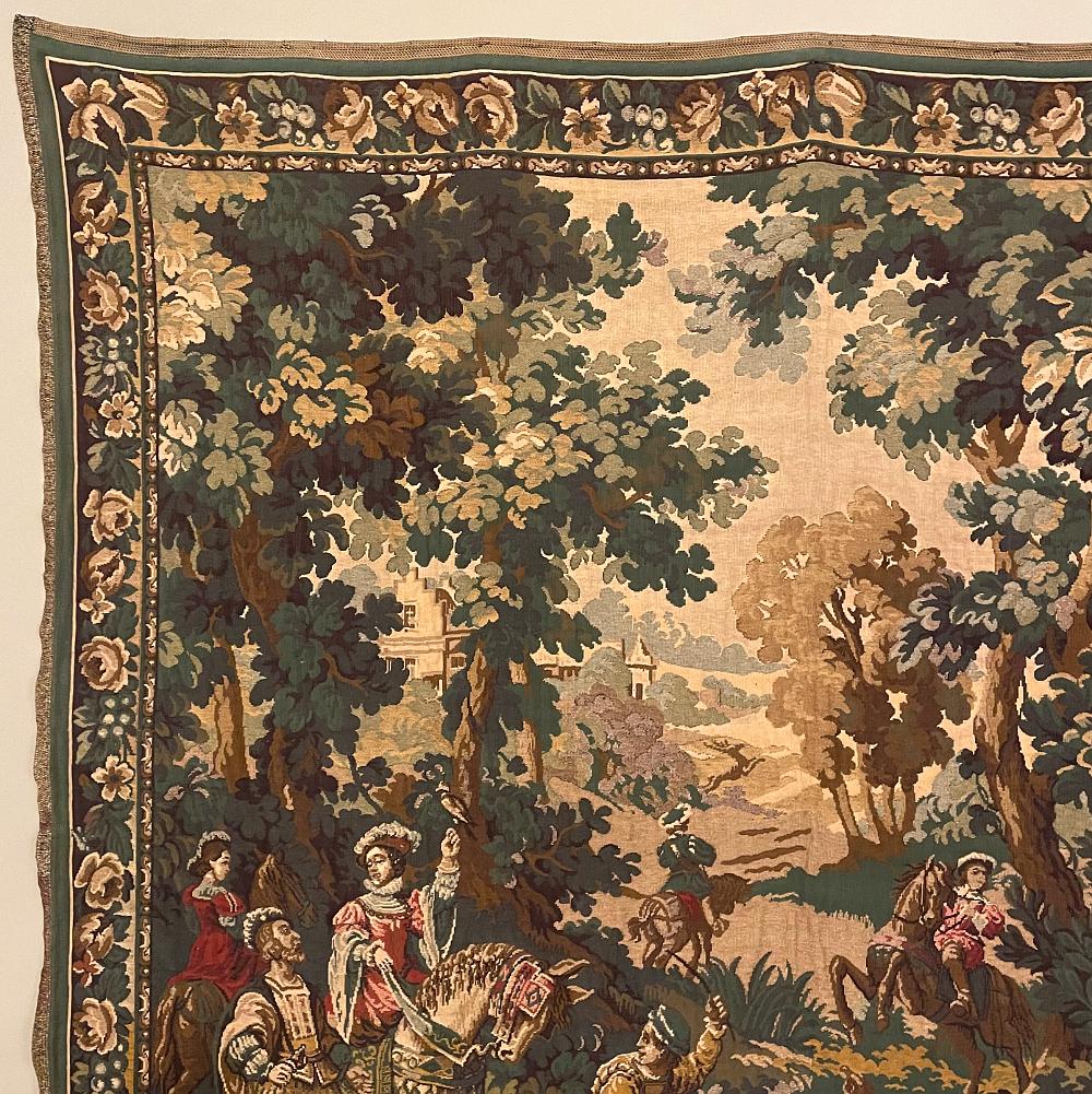 Vintage Flemish Wandteppich von Jagd-Szene im Zustand „Gut“ in Dallas, TX