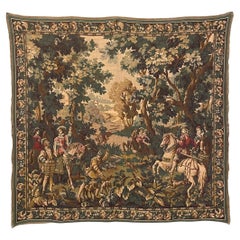 Vintage Flemish Tapestry of Hunt Scene