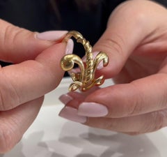 Vintage Fleur-de-lis 14K Yellow Gold Bead and Pearl Enhancer Rope Texture