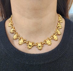 Vintage Fleur de Lis 18k Yellow Gold Necklace