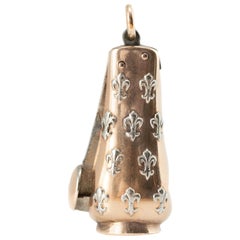 Vintage Fleur de Lis Rose Gold Cigar Cutter Fob