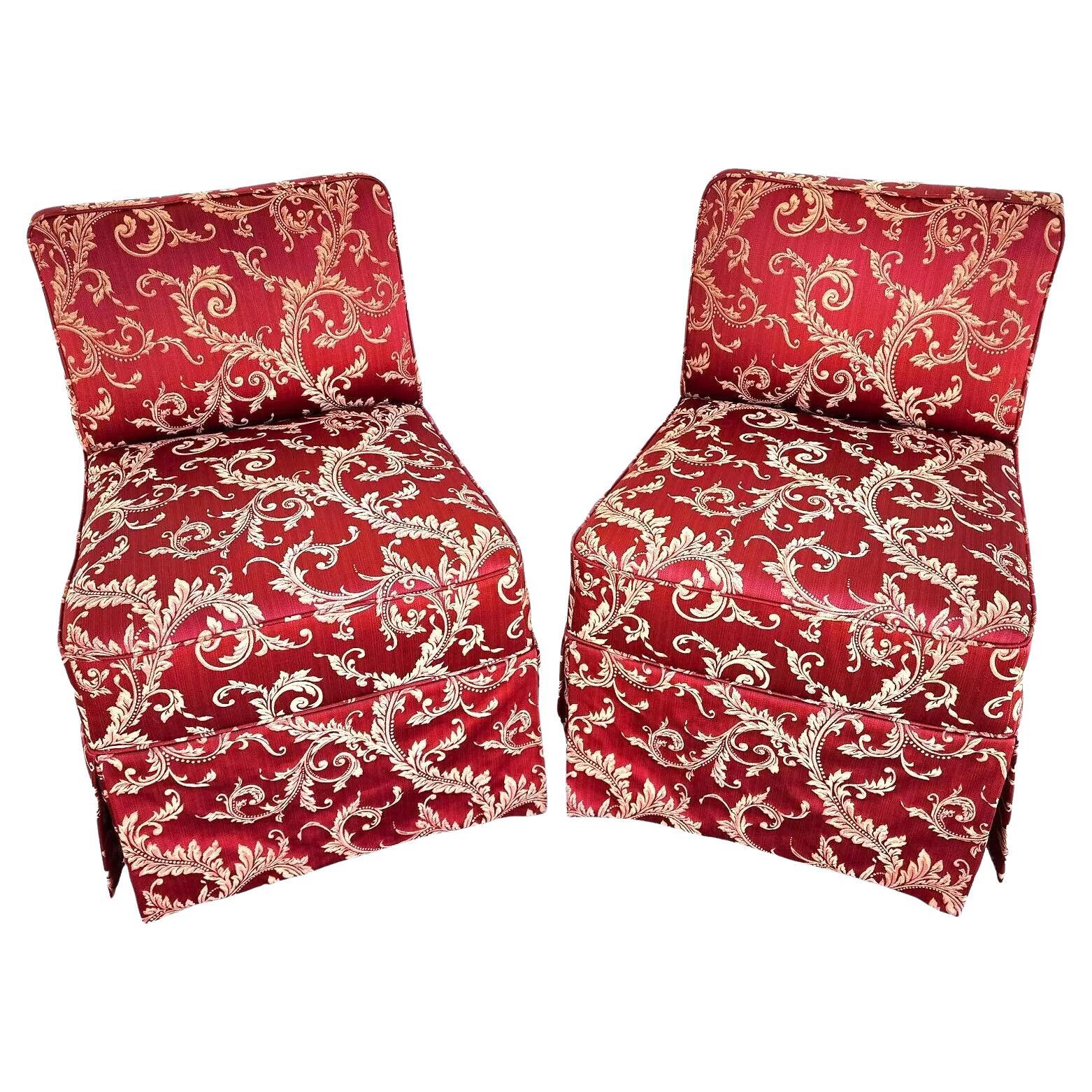 Vintage Fleur De Lys Slipper Chairs Pair
