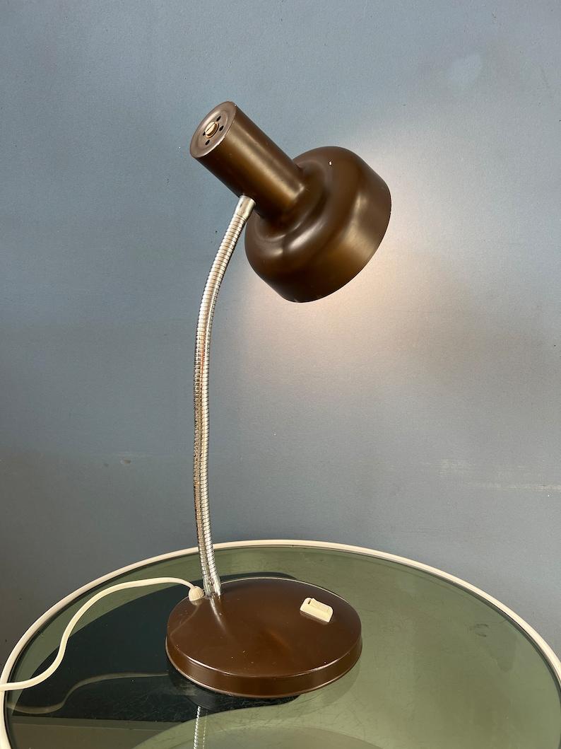 20th Century Vintage Flexible Arm Brown Space Age Table Lamp, 1970s For Sale