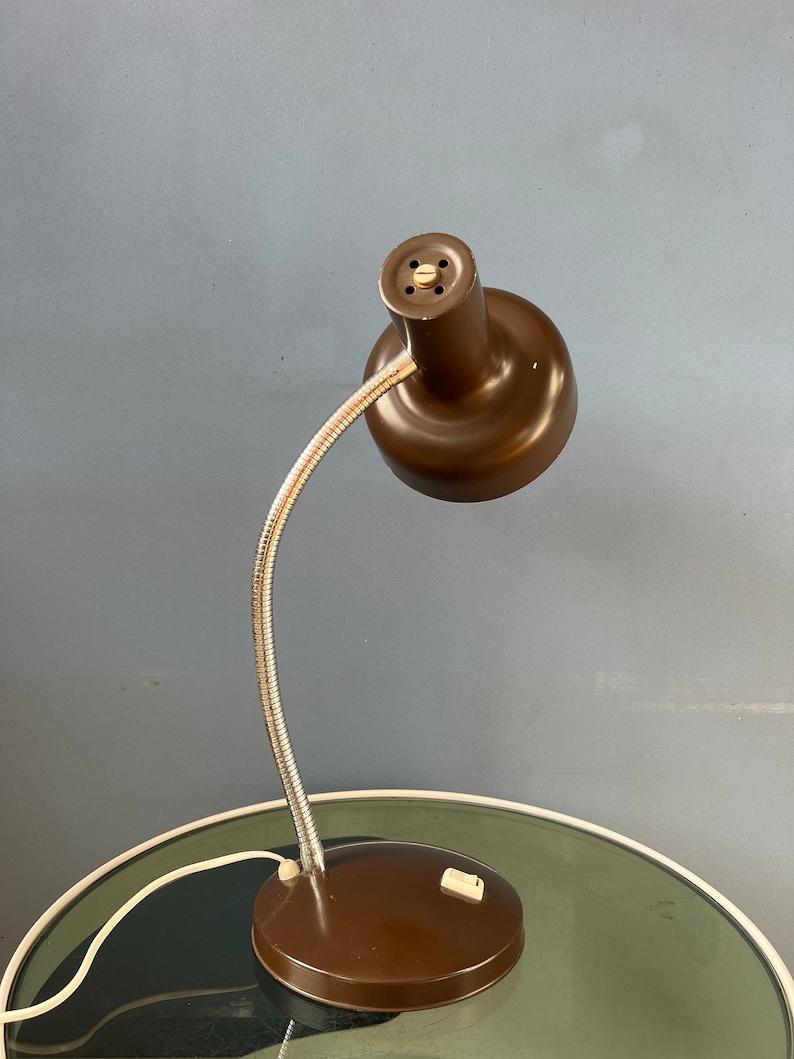 Métal Lampe de table vintage à bras flexible, Brown, Space Age, 1970 en vente