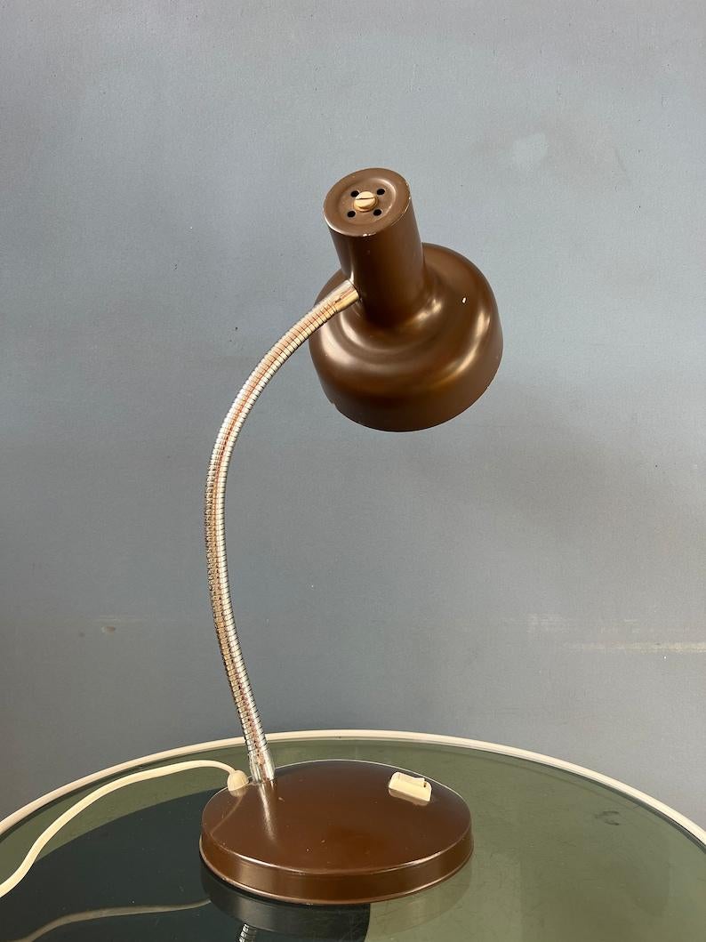Vintage Flexible Arm Brown Space Age Table Lamp, 1970s For Sale 2