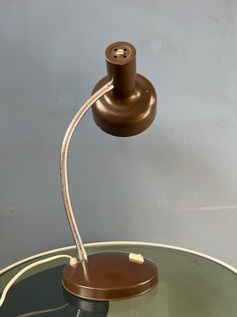 Vintage Flexible Arm Brown Space Age Table Lamp, 1970s For Sale 3