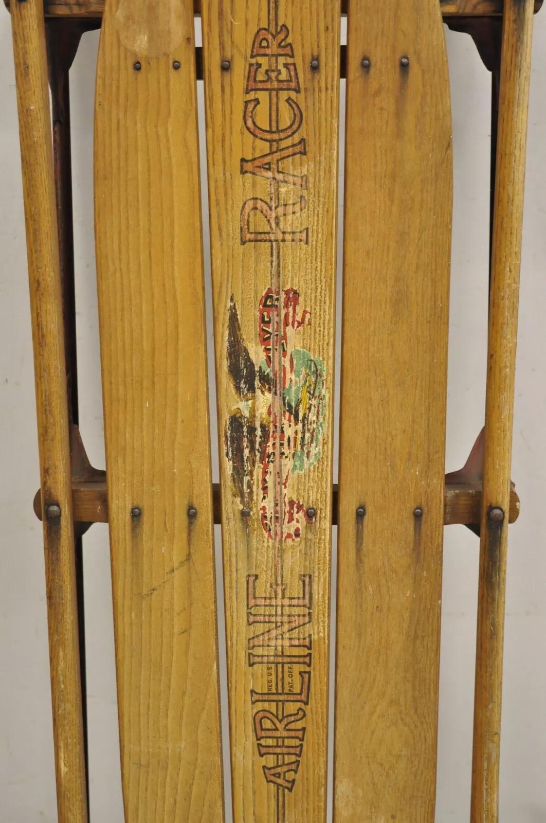 Unknown Vintage Flexible Flyer Airline Racer No 60 Wooden Sled Planet Jr USA For Sale