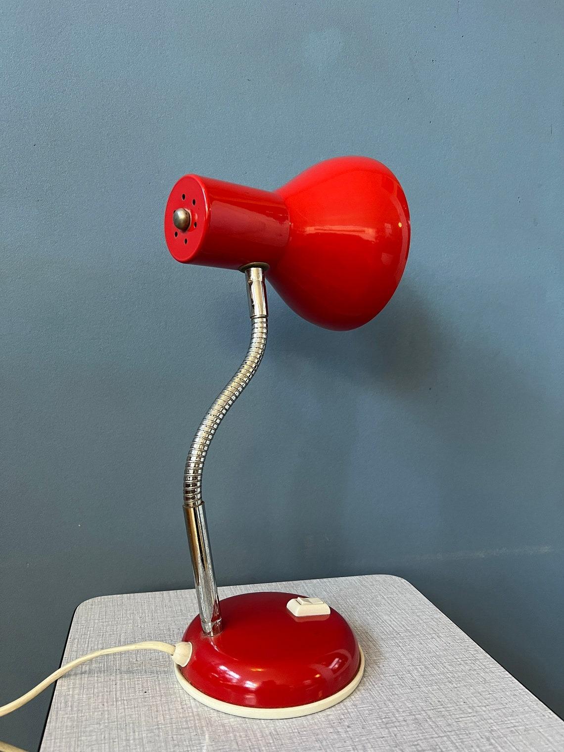 Vintage Flexible Red Spage Age Table Lamp, 1970s For Sale 1