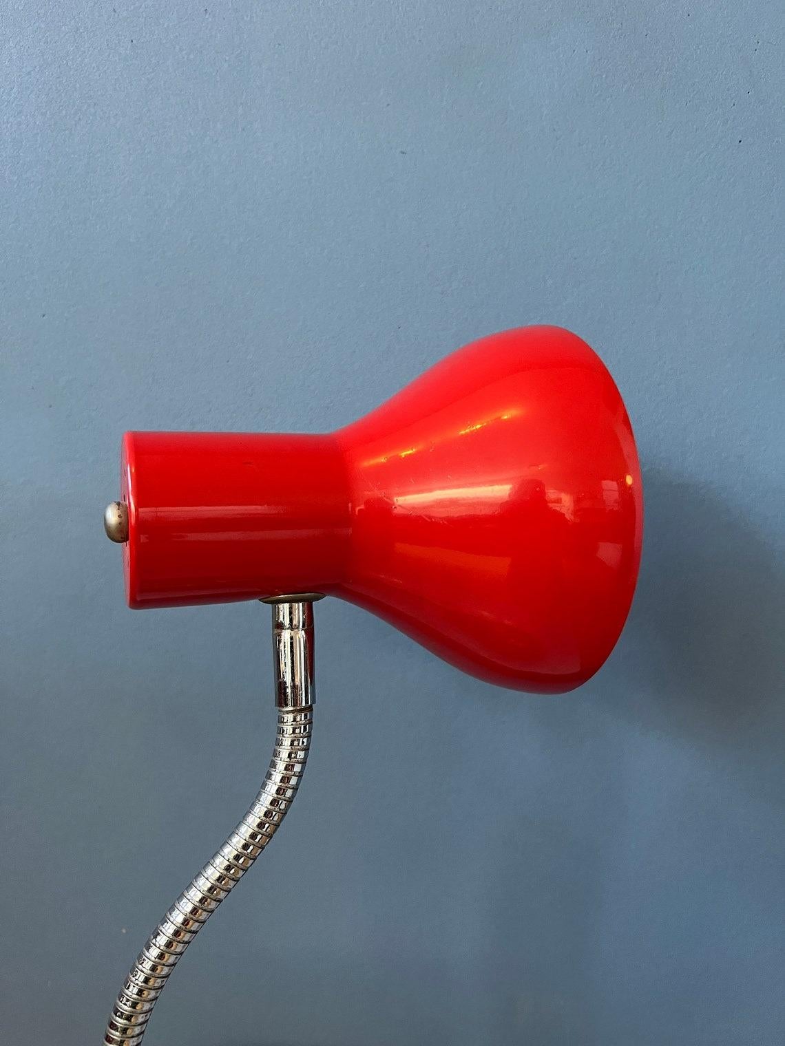 Vintage Flexible Red Spage Age Table Lamp, 1970s For Sale 3