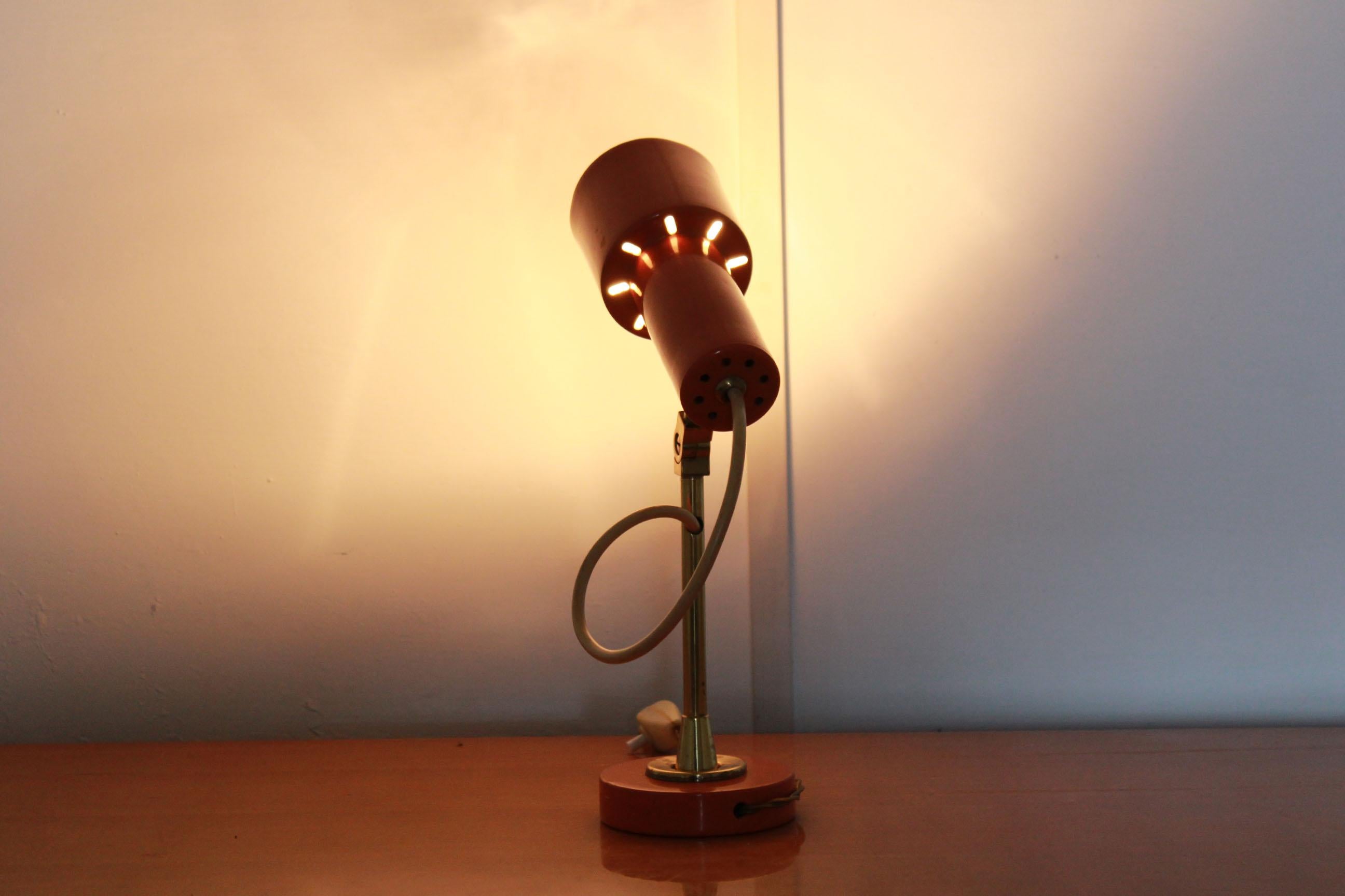 Mid-Century Modern Vintage Flexible Table Lamp with Bass and Orange Iron Structure