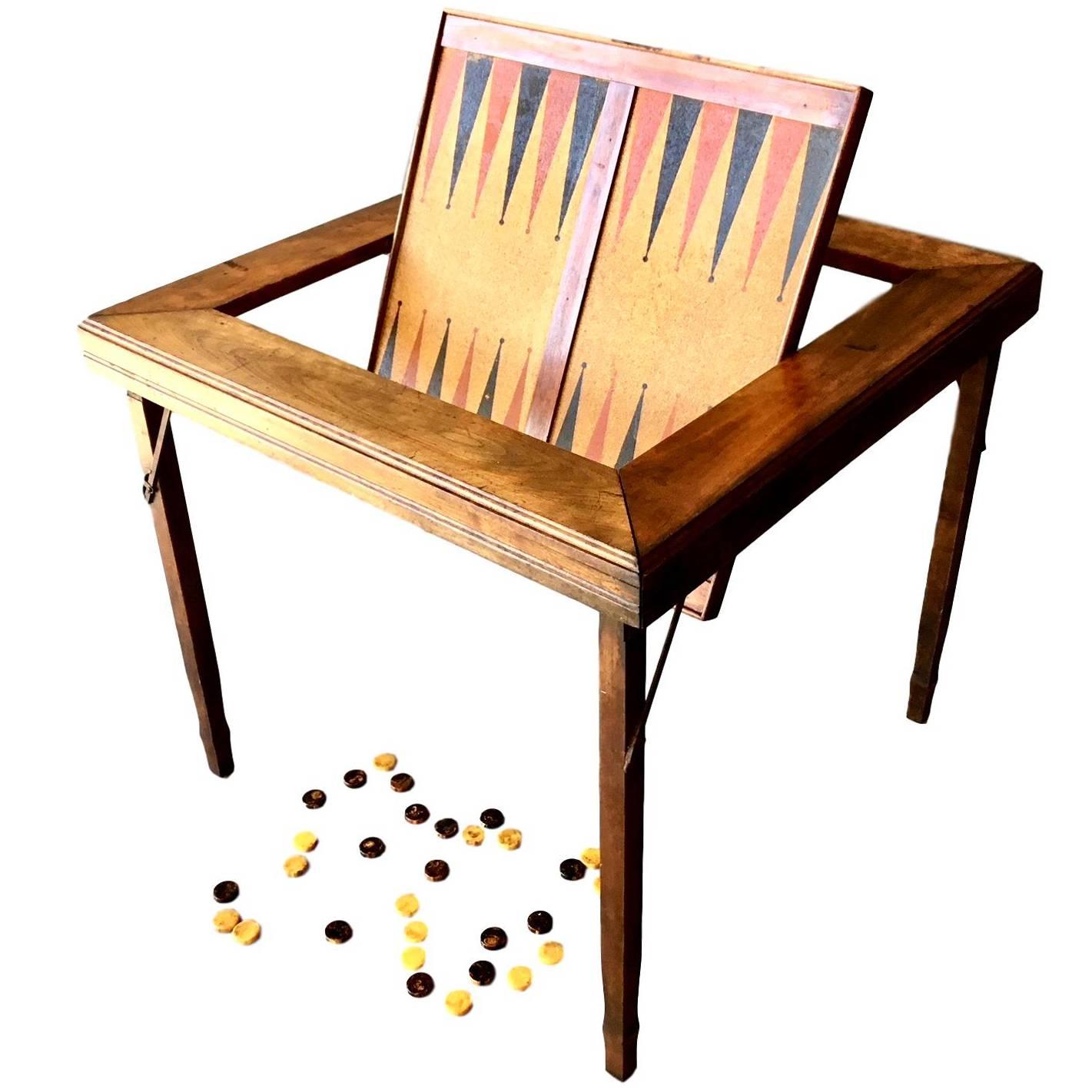 Vintage Flip-Top Backgammon Table
