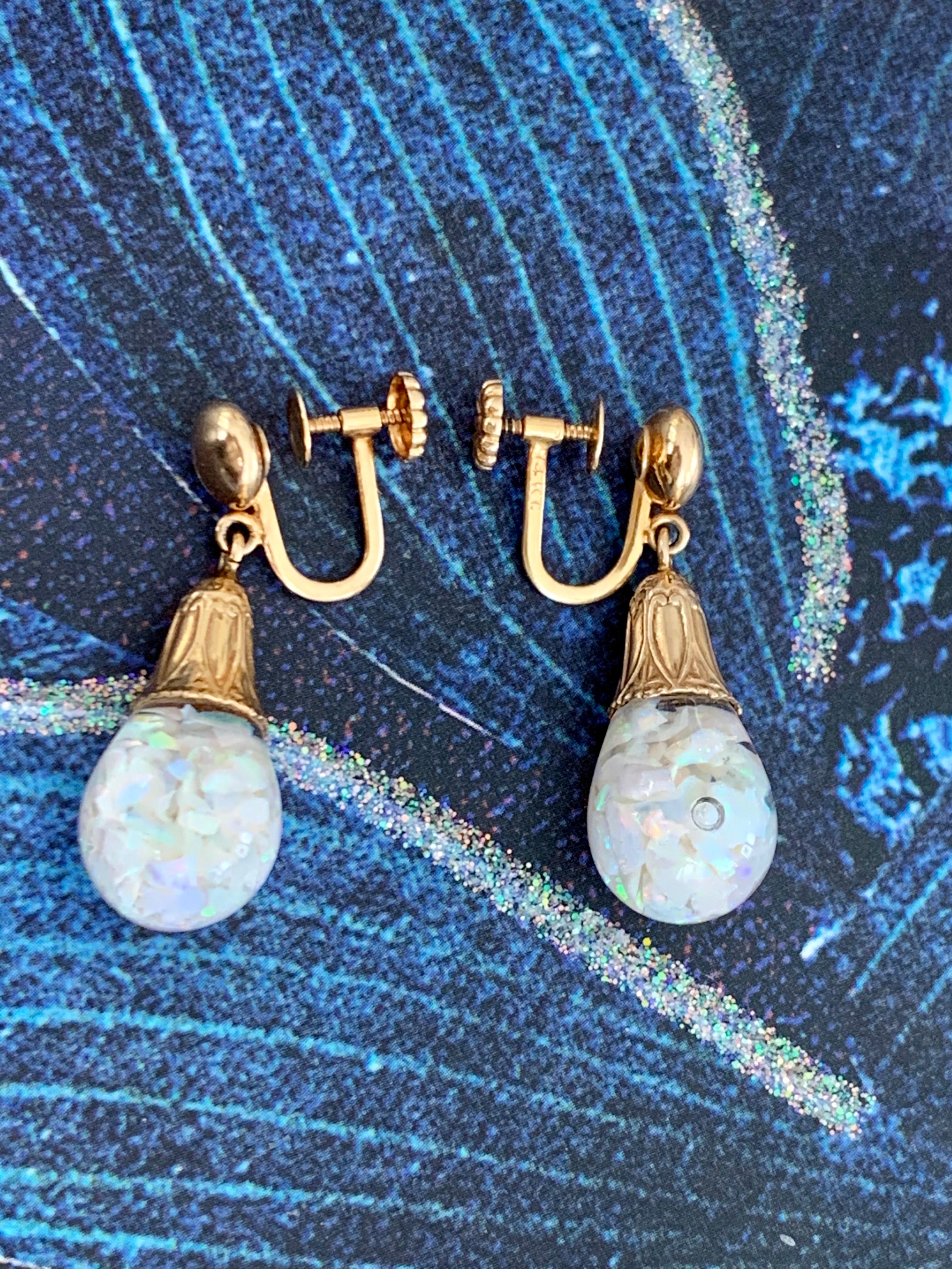 floating opal drop earrings