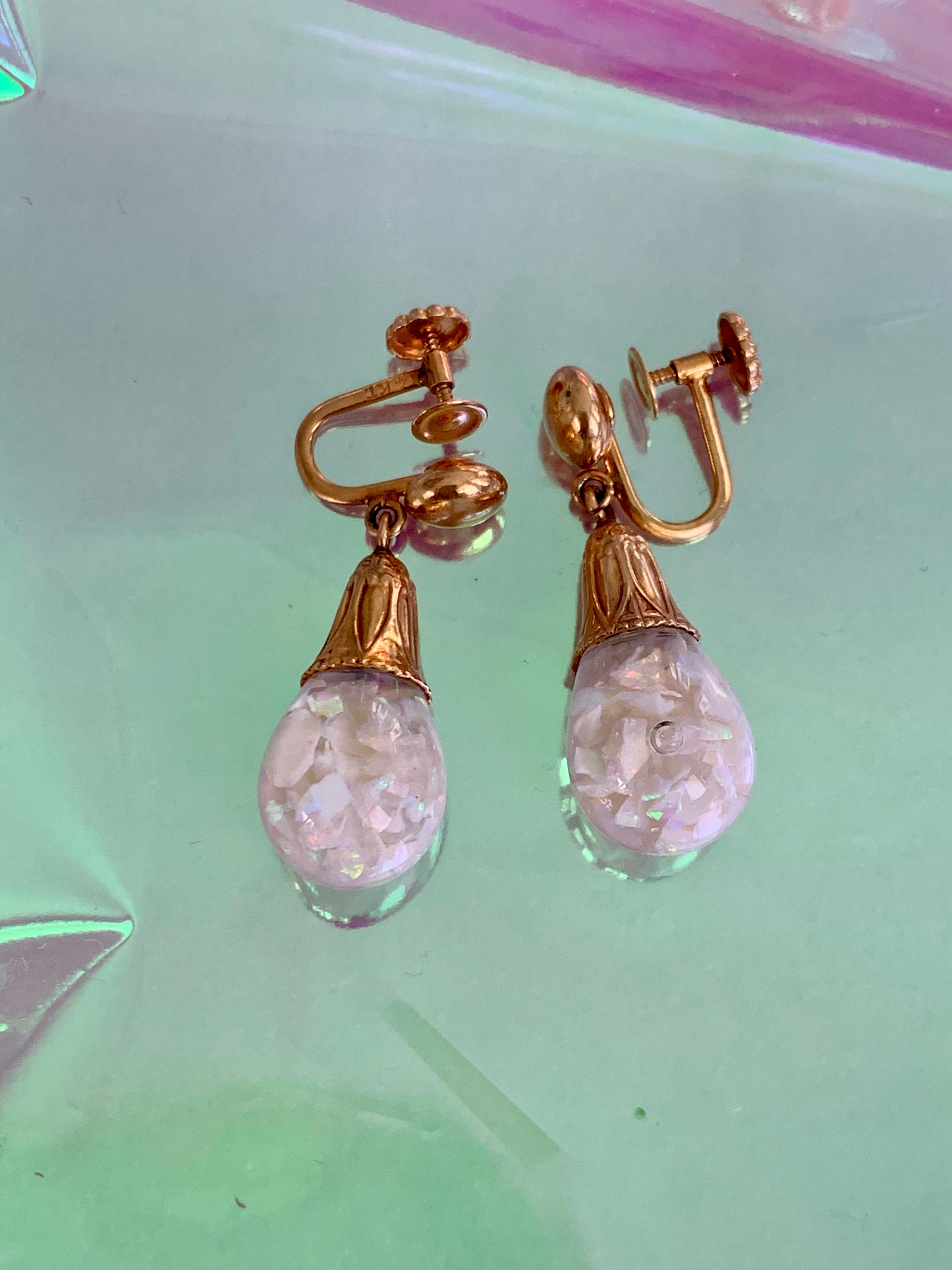 vintage opal drop earrings