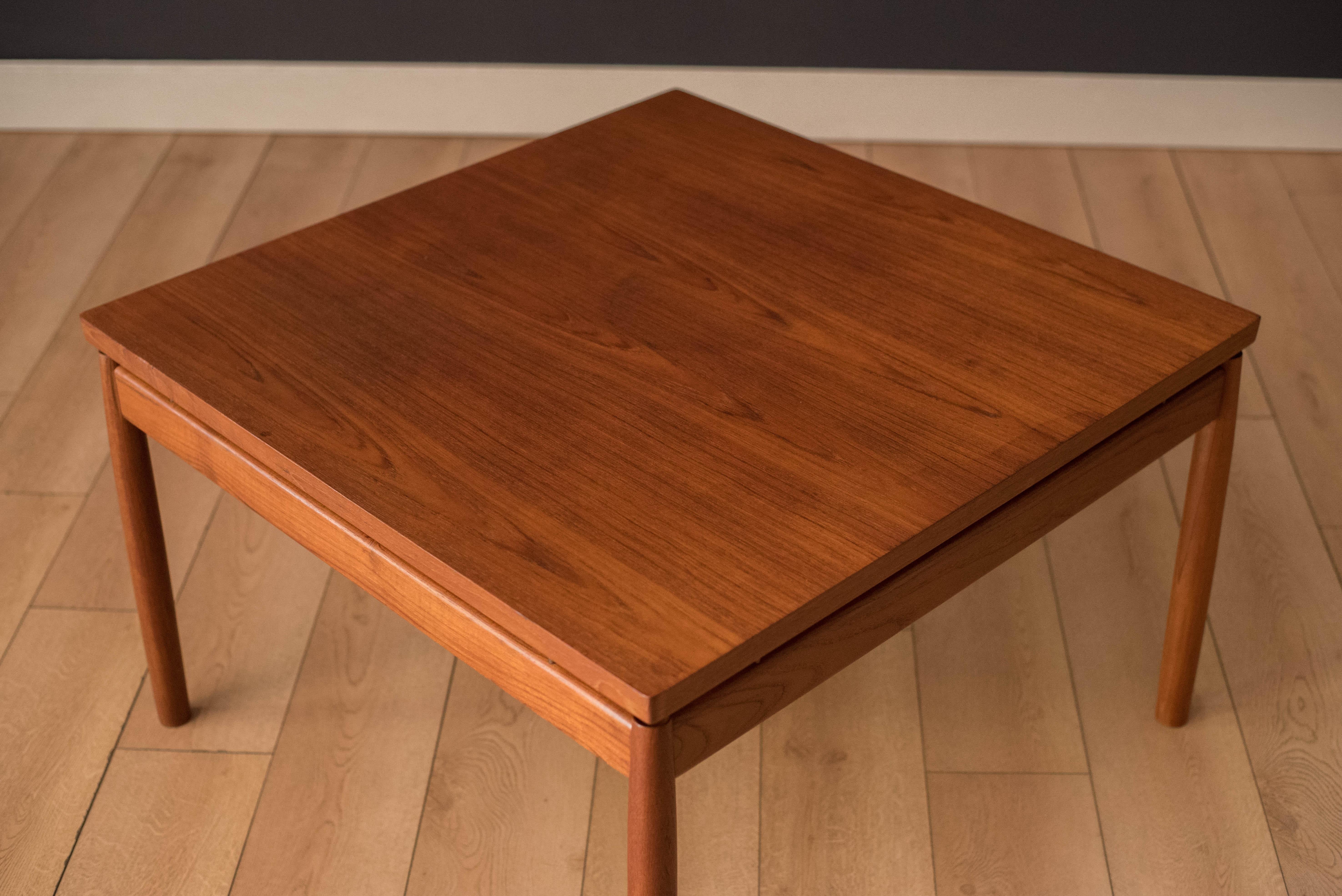 Mid-20th Century Vintage Floating Danish Teak and Brass Square Coffee Table by Grete Jalk For Sale