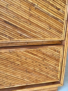 Vintage Floating Pencil Rattan Three-Drawer Chest or Dresser