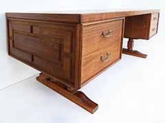 Vintage Floating Walnut Executive Desk, Paneled Sides and Back