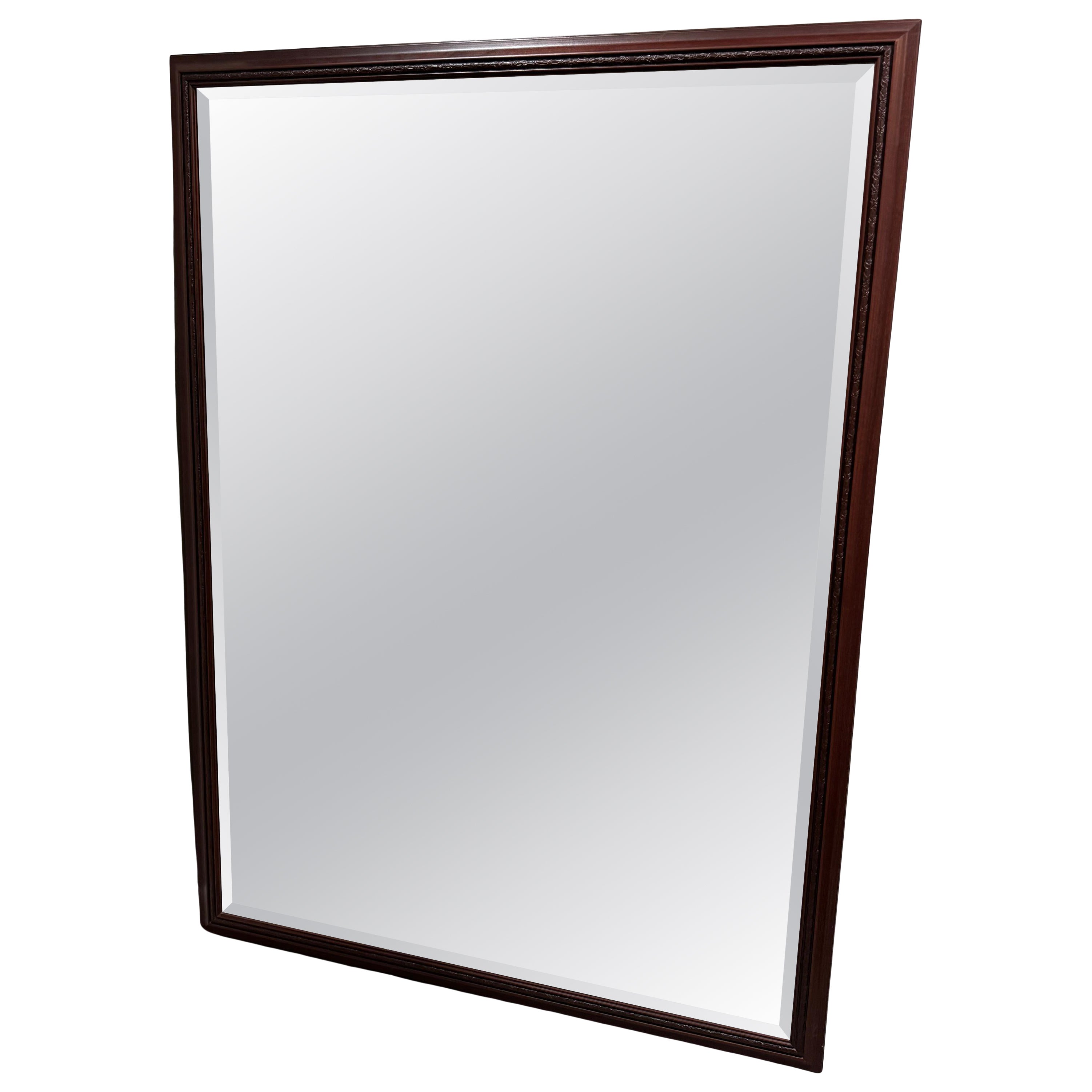 Espejo de suelo vintage extragrande con marco sencillo de madera lisa marrón en venta