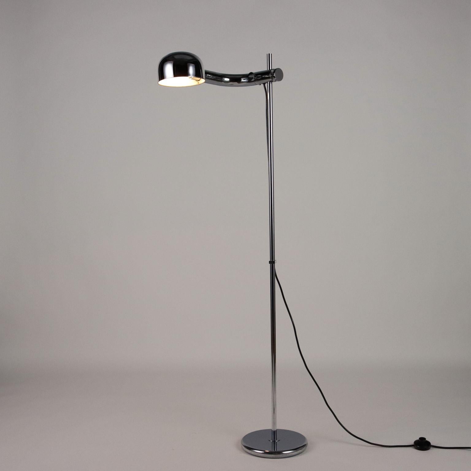 Mid-Century Modern Vintage Floor Lamp 60s-70s Chromed Metal Lighting For Sale