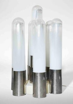 1960s Vintage Carlo Nason Floor Lamp, Murano Glass & Chrome Base