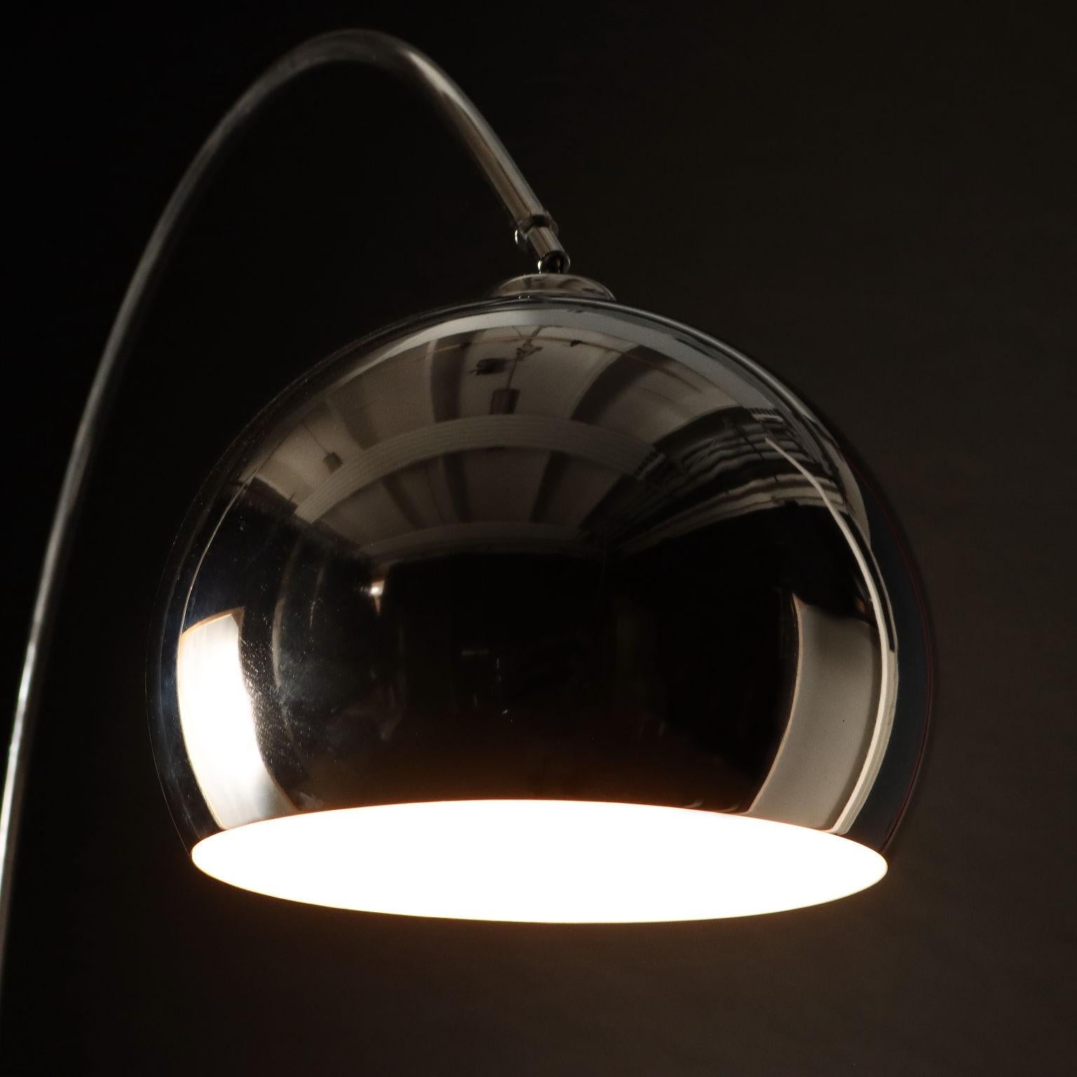 Italian Vintage Floor Lamp Chromed Metal Italy 1970s Lighting