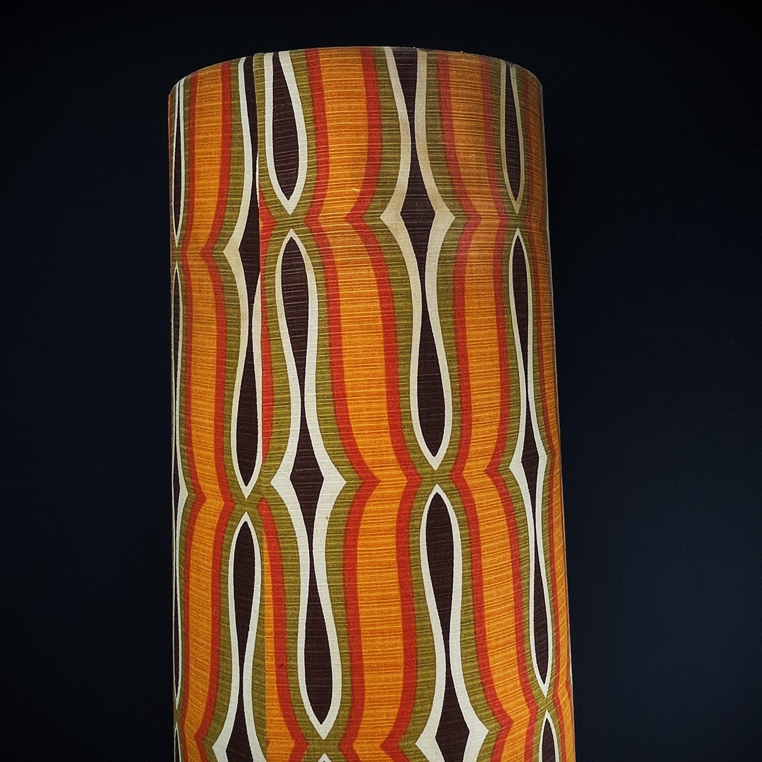 Lampadaire vintage Flower Power en céramique orange, années 1970 3