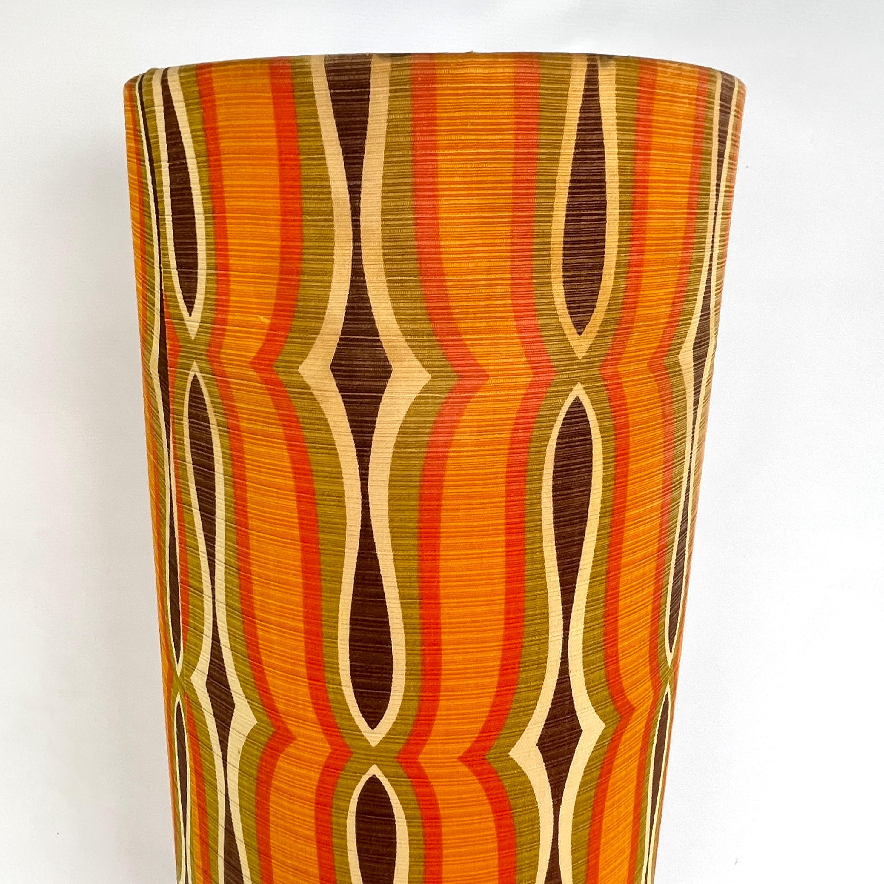 Inconnu Lampadaire vintage Flower Power en céramique orange, années 1970