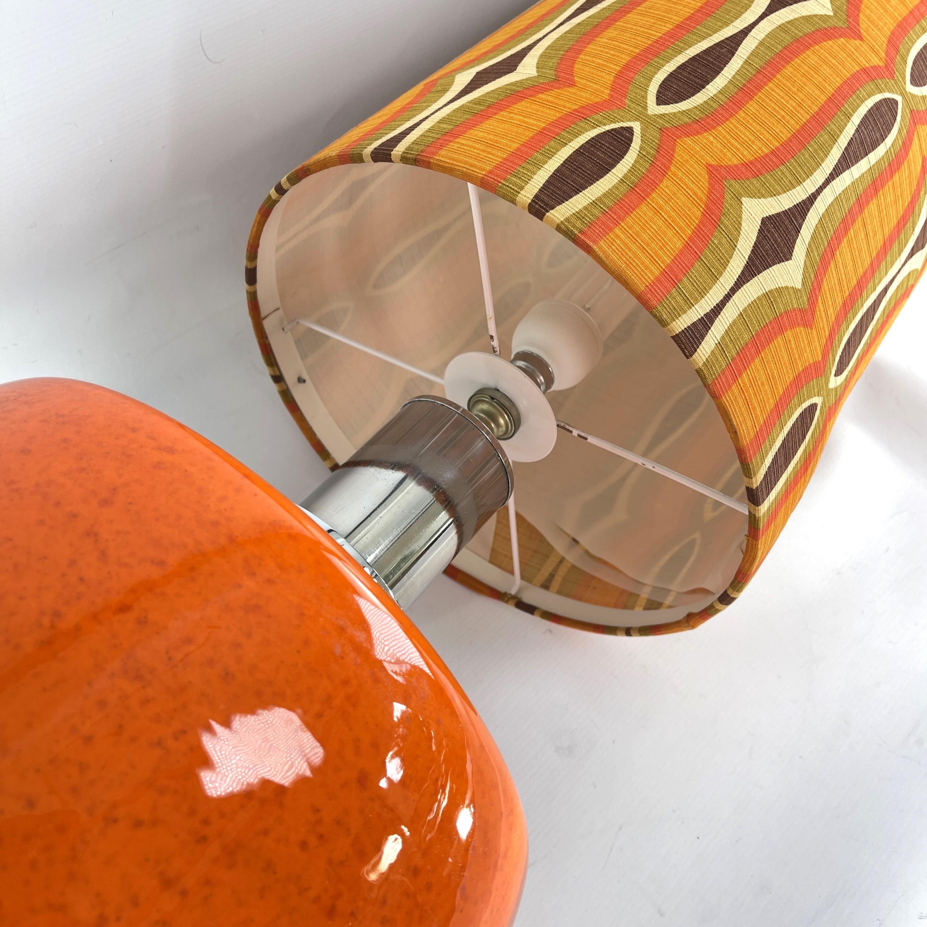 Fin du 20e siècle Lampadaire vintage Flower Power en céramique orange, années 1970