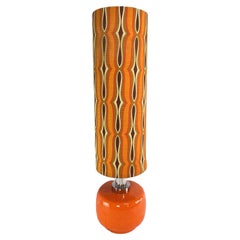 Lampadaire vintage Flower Power en céramique orange, années 1970