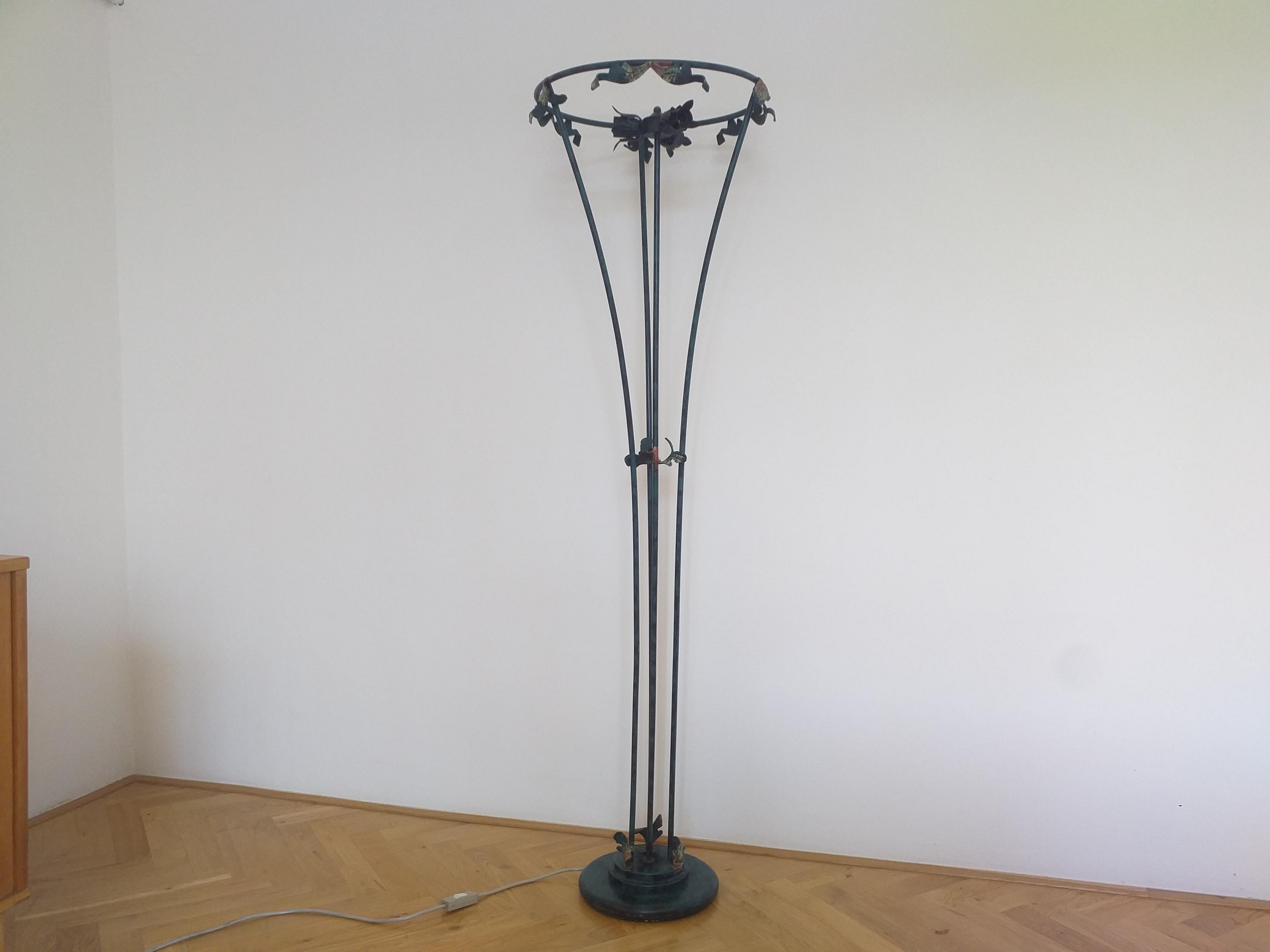 Metal Vintage Floor Lamp in Art Nouveau Style, 1950s For Sale