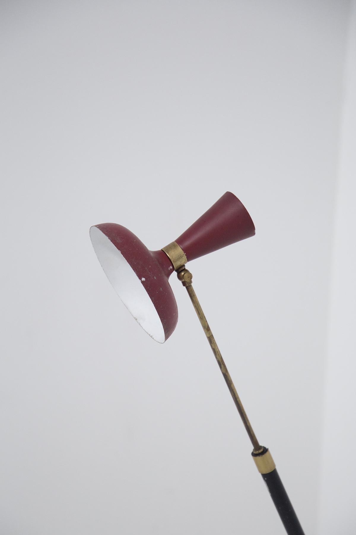 Mid-Century Modern Vintage Floor Lamp in Dark Red Painted Aluminum