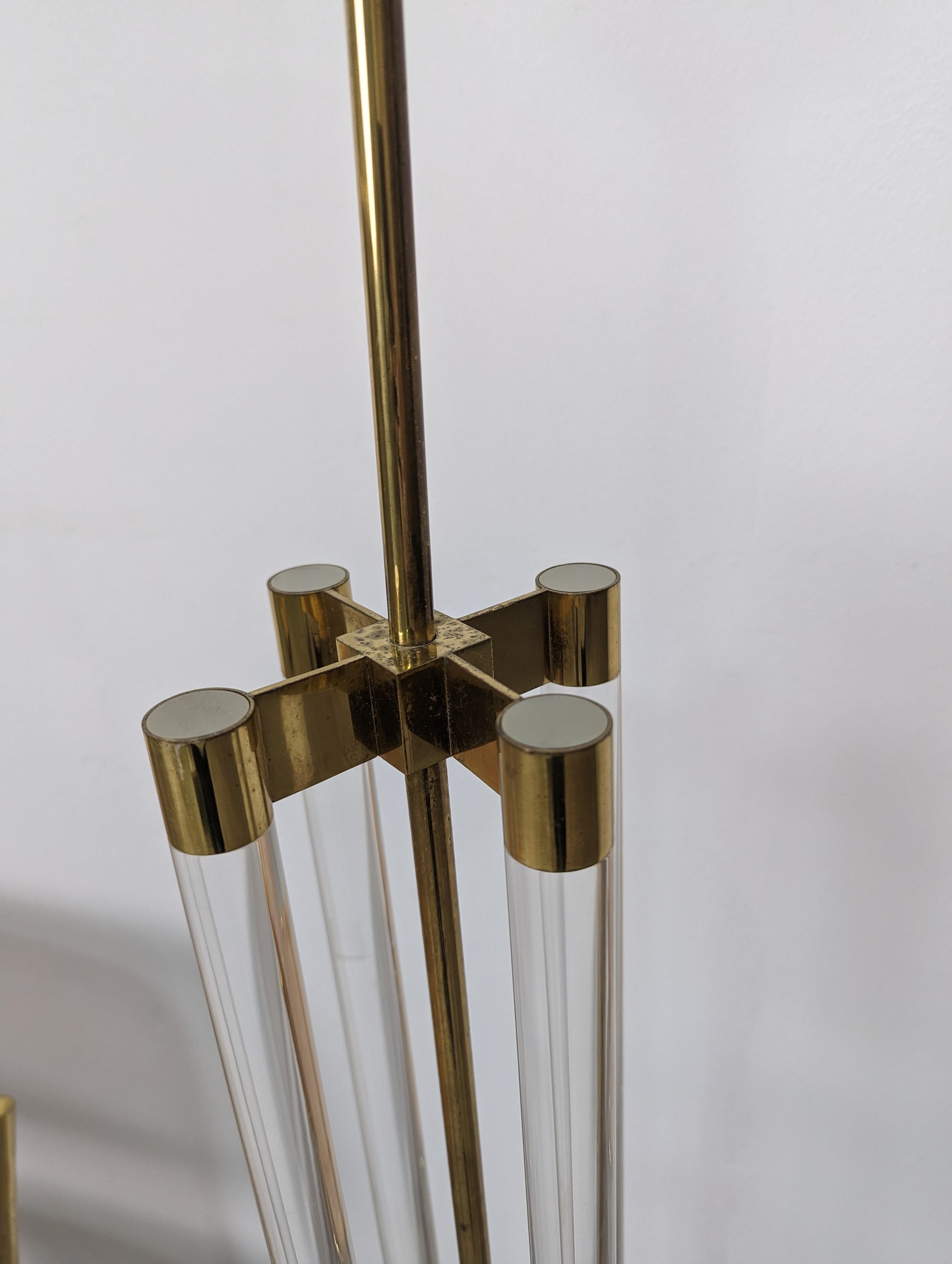 Late 20th Century Vintage Floor Lamp Lucite and Brass, 1970s For Sale