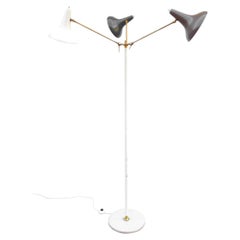 Vintage Floor Lamp Three Arms Alluminium Marble by Stilnovo, 1950