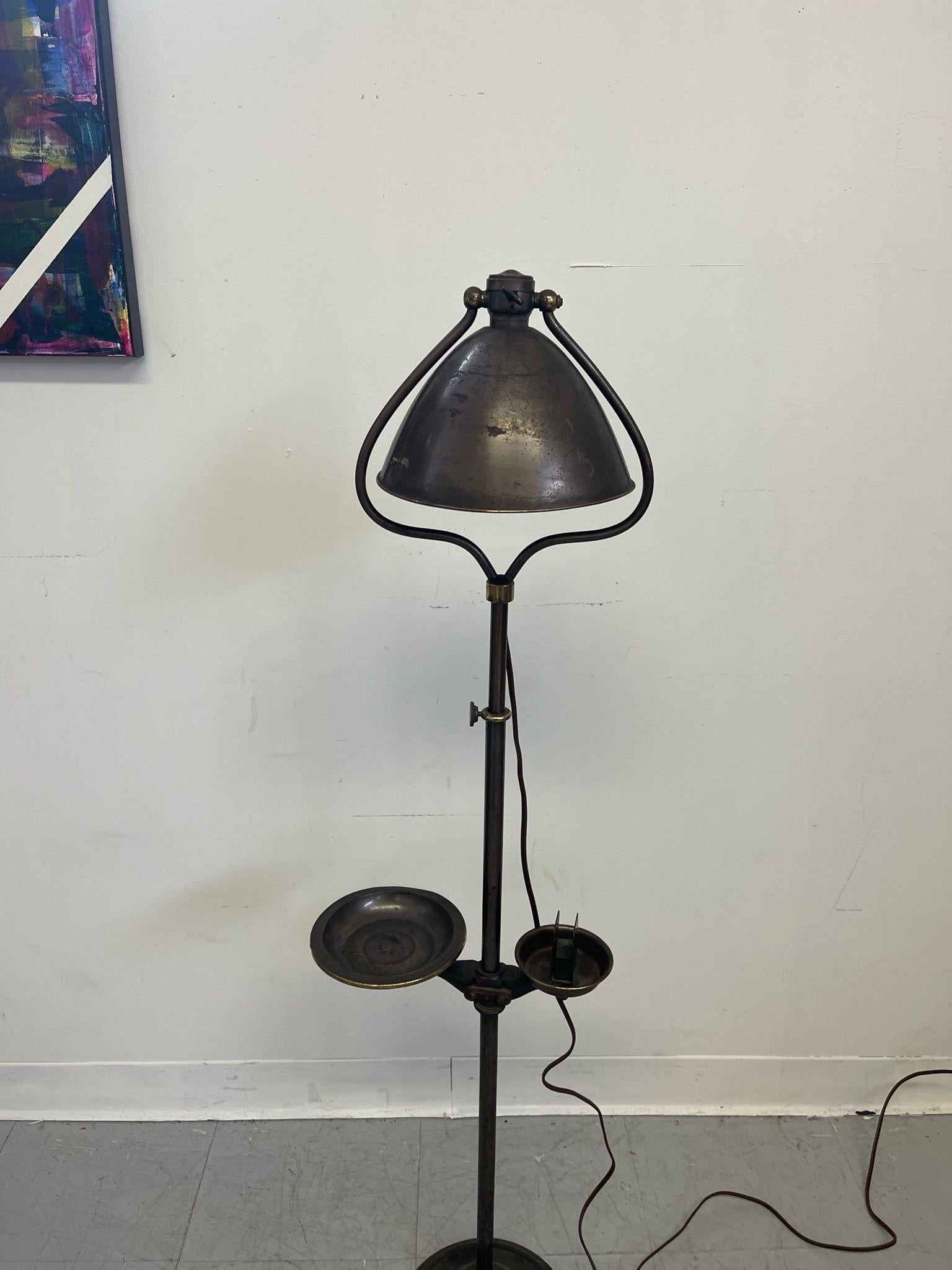 Mid-Century Modern Vintage Floor Lamp With Attached Astray and Match Holder For Sale
