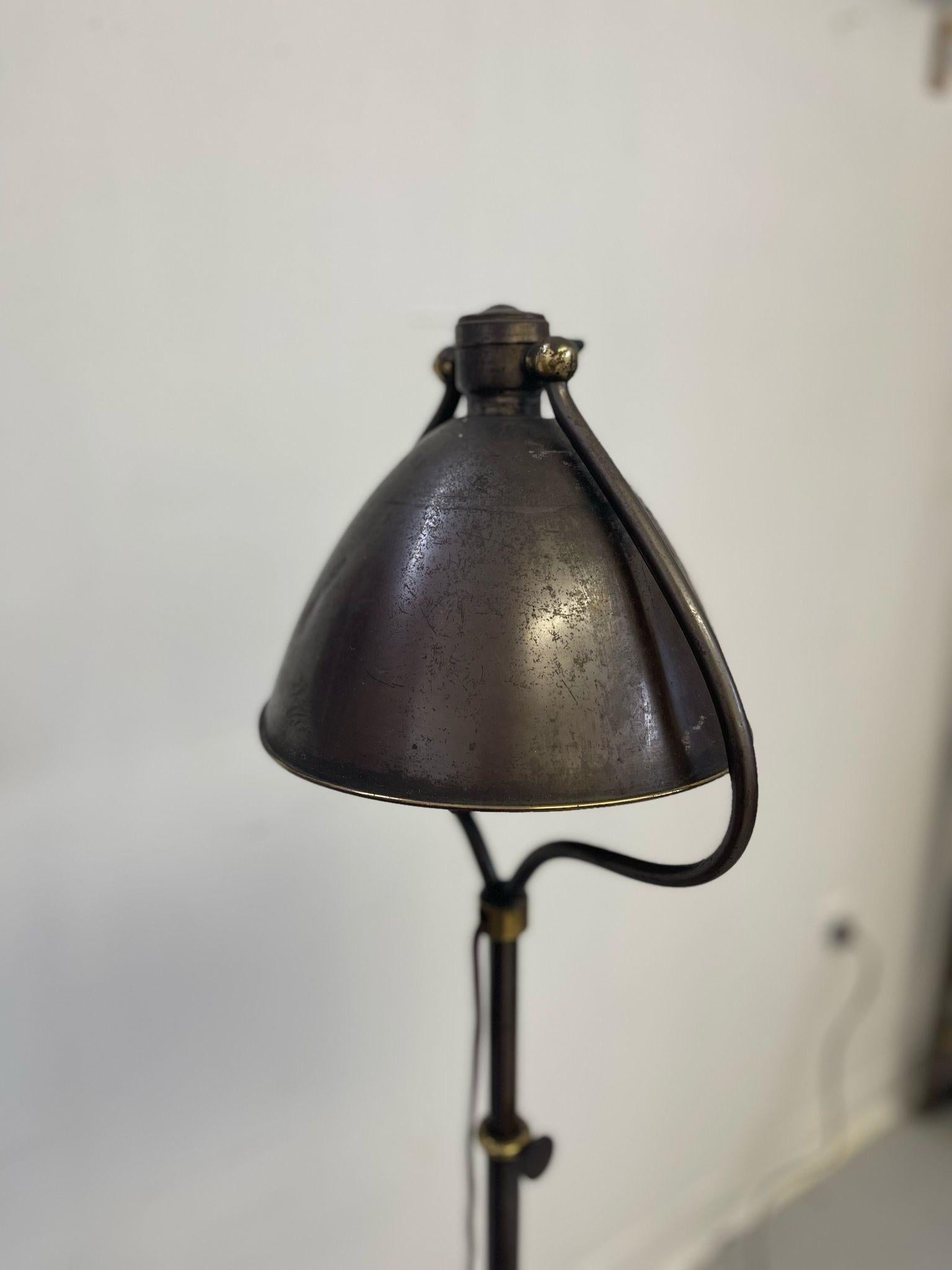 Metal Vintage Floor Lamp With Attached Astray and Match Holder For Sale