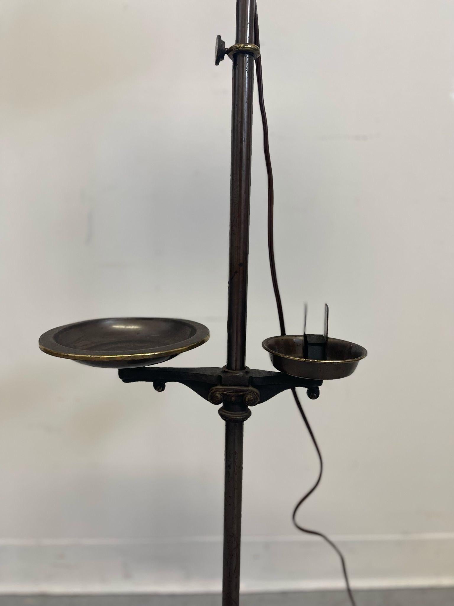 Vintage Floor Lamp With Attached Astray and Match Holder For Sale 2