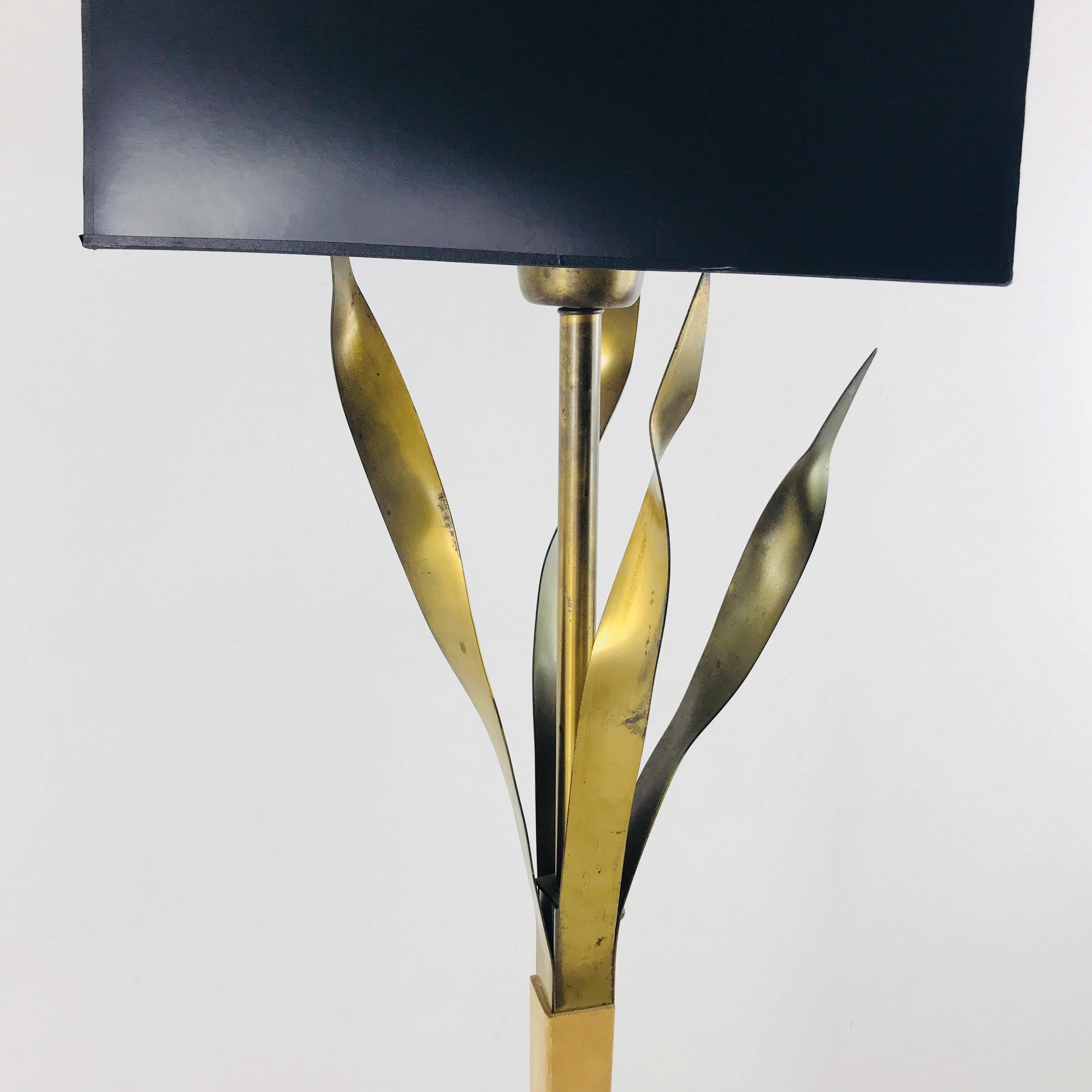 American Vintage Floor Lamp with Brass Fronds For Sale