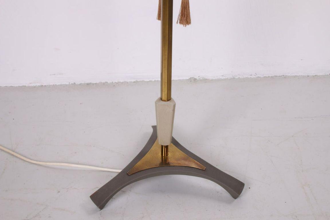 Mid-Century Modern Vintage Floor Lamp with Cast Iron Base and Brass, 1960s For Sale