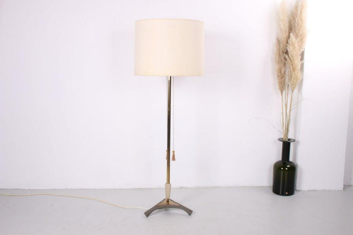 German Vintage Floor Lamp with Cast Iron Base and Brass, 1960s For Sale