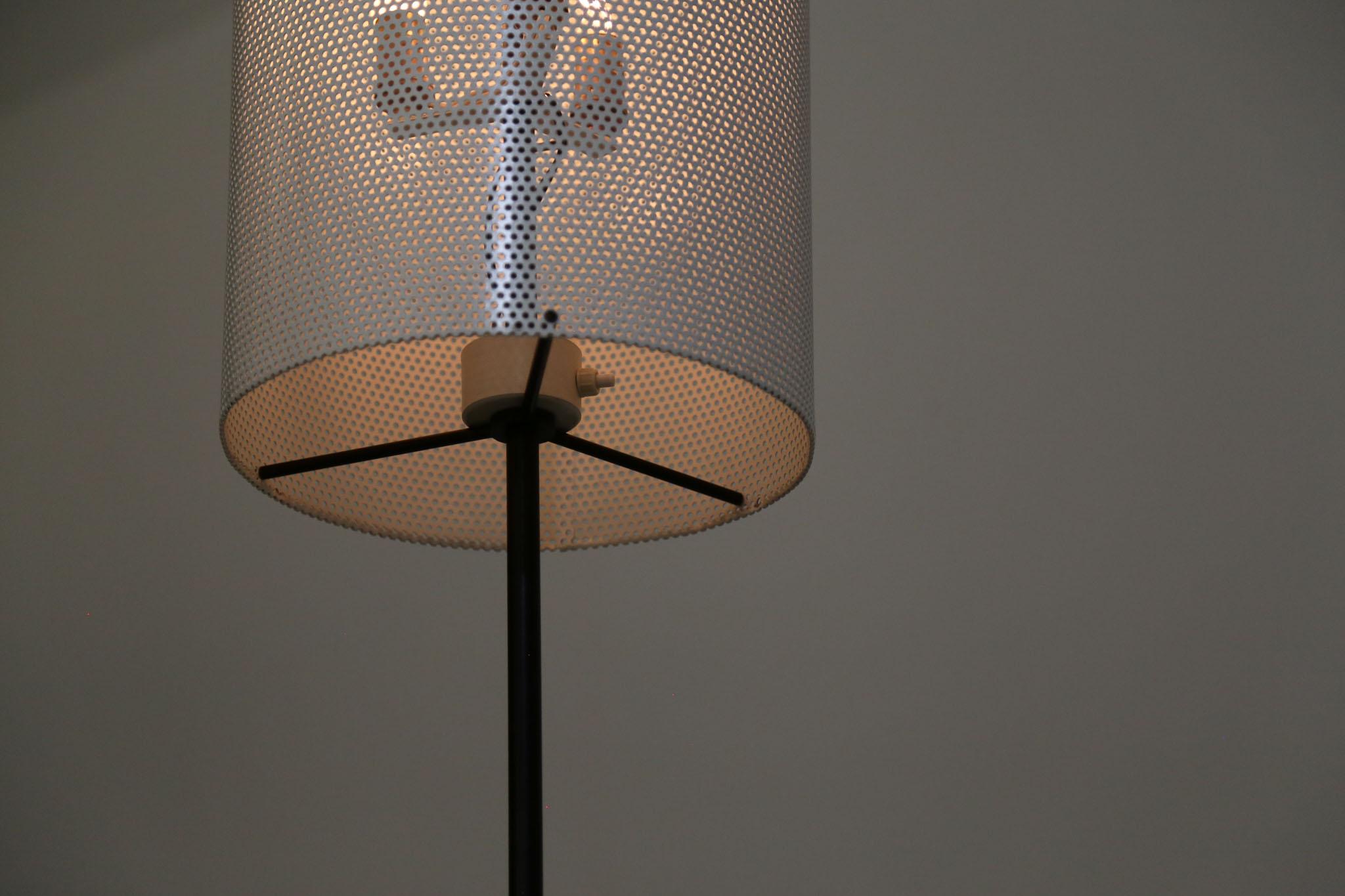 Vintage Floor Lamp with Perforated Metal Shade, 1960s 2