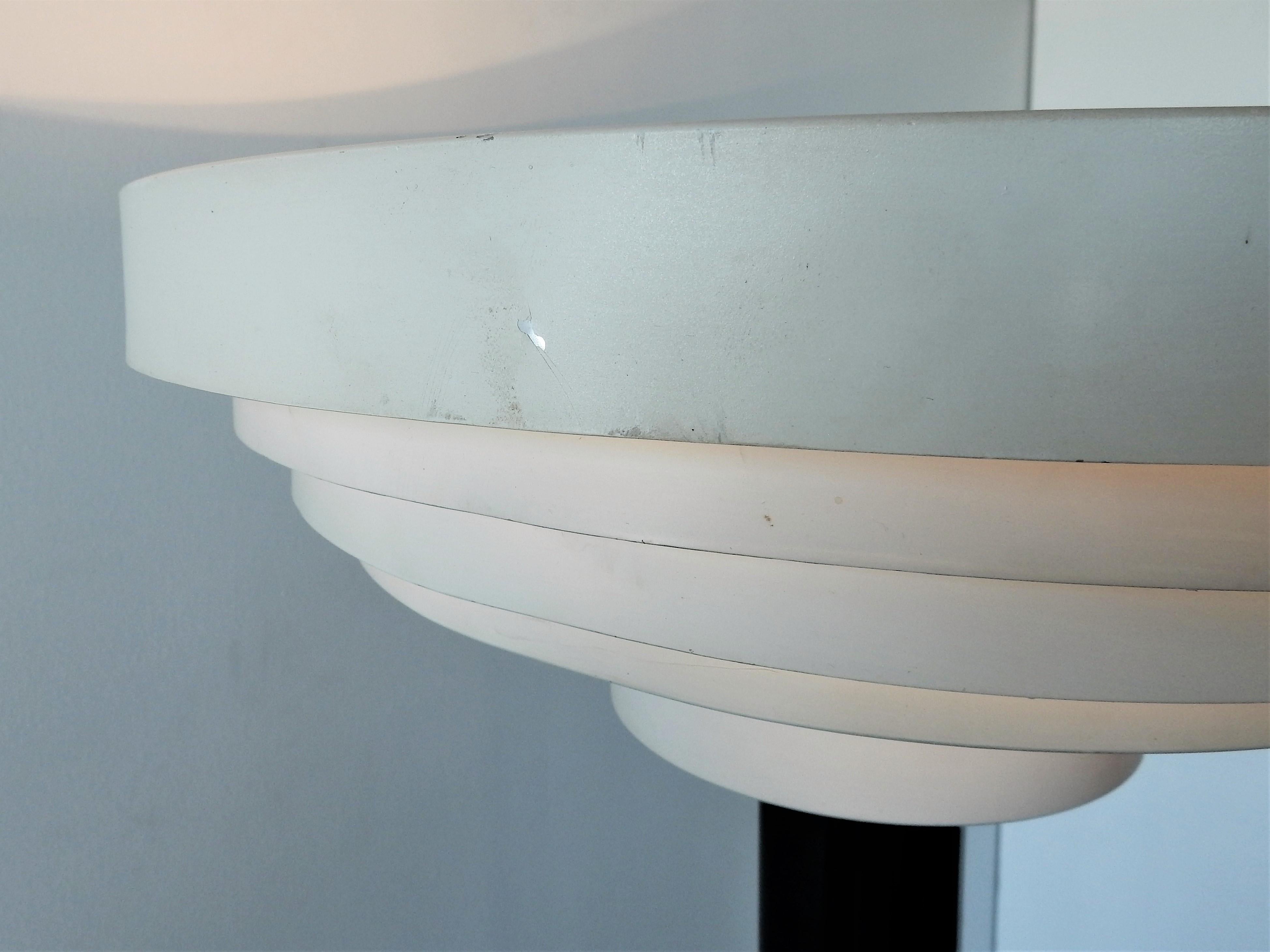 Mid-20th Century Vintage Floor Lamp with Ringed Shade, 1970s For Sale