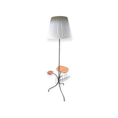 Vintage Floor Lamp with Side Table & Magazine Rack – 1970s