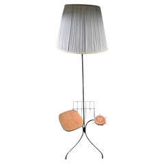 Vintage Floor Lamp with Side Table & Magazine Rack – 1970s