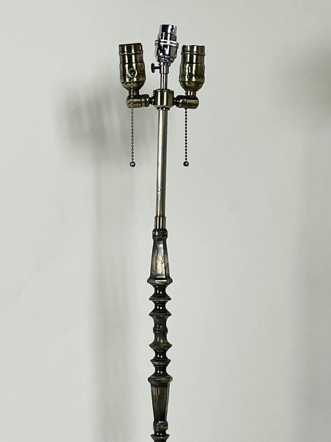 Vintage Floor Lamp with Silver Overlay, Made in France For Sale 2