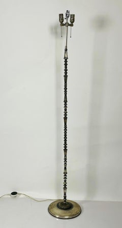 Vintage Floor Lamp with Silver Overlay, Made in France