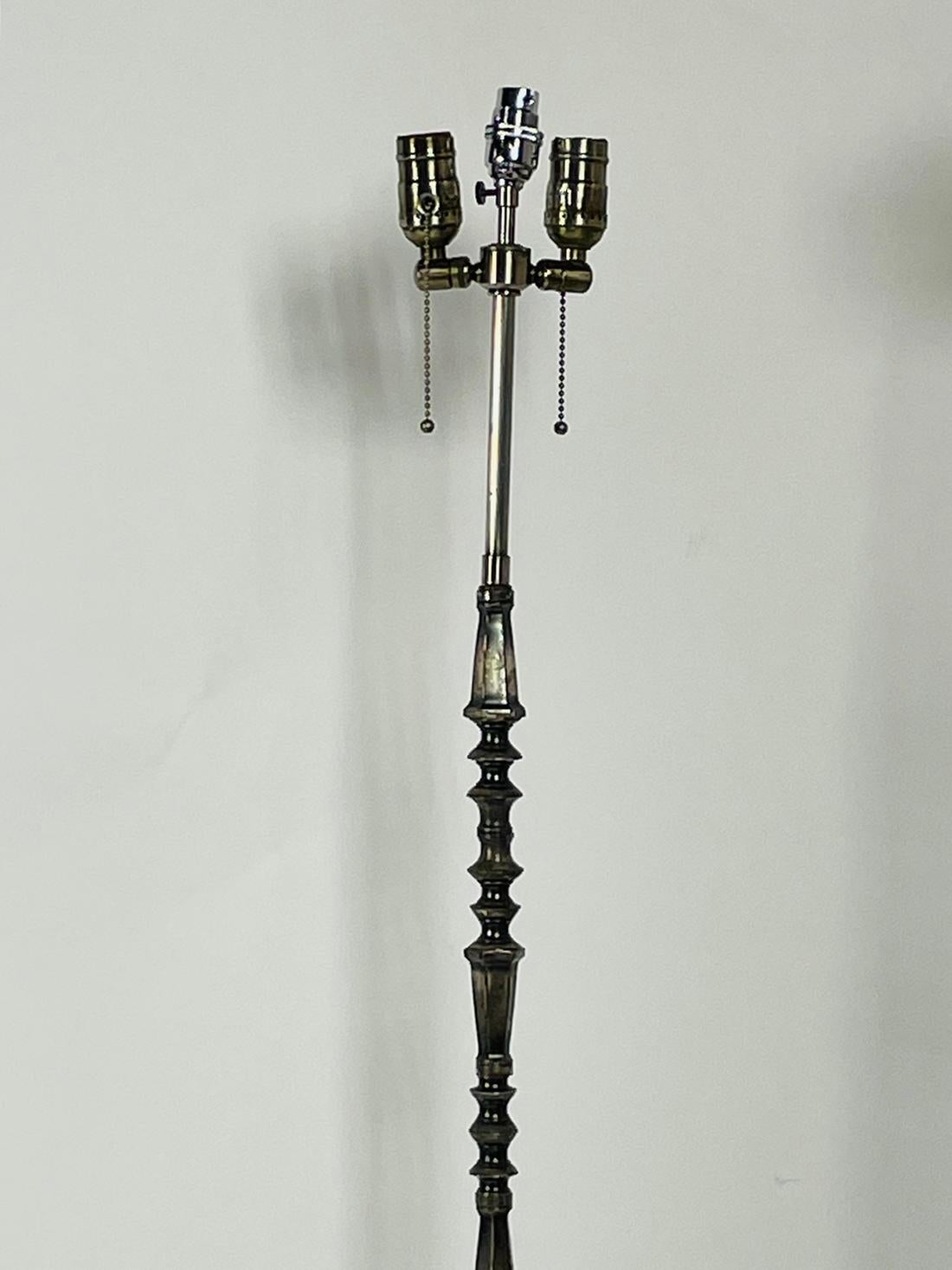 Regency Vintage Floor Lamp with Silver Overlay, Made in France For Sale