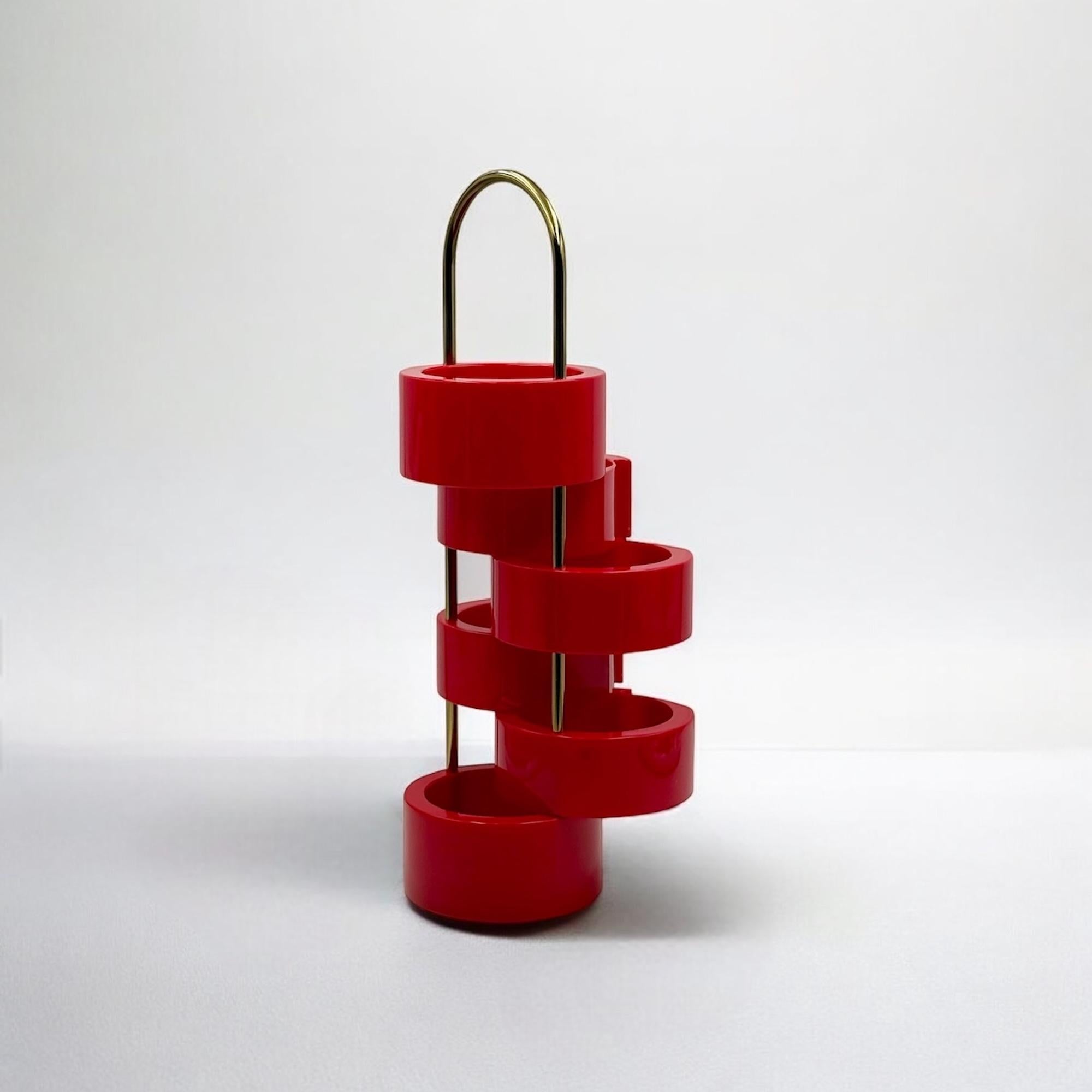 Mid-Century Modern Etagère de table ou sur pied vintage en rouge brillant par MB Italy, années 1970 en vente