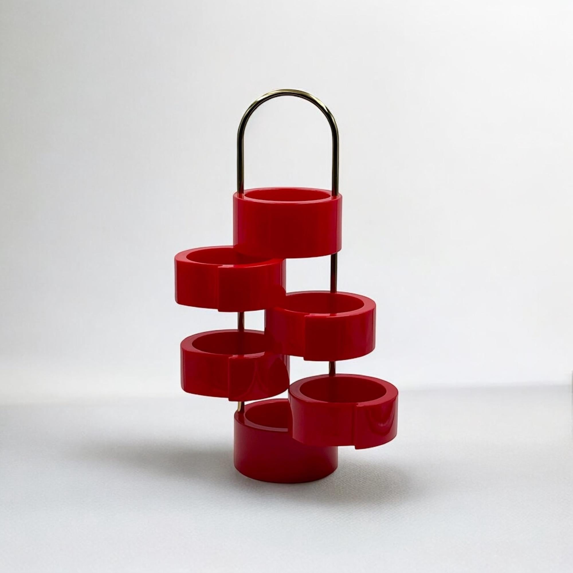 Etagère de table ou sur pied vintage en rouge brillant par MB Italy, années 1970 Bon état - En vente à San Benedetto Del Tronto, IT